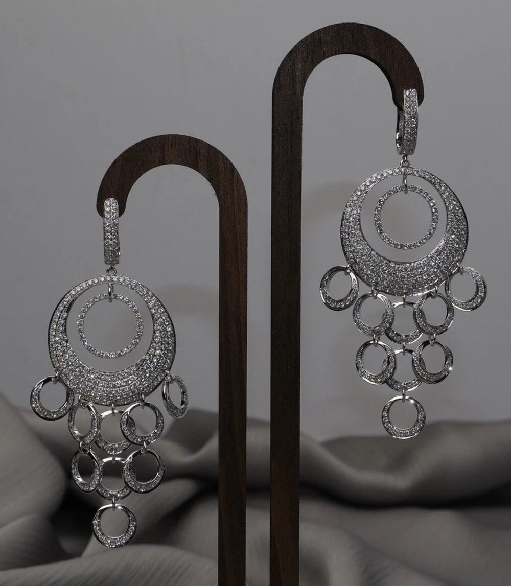 Sonia Bitton 18k White Gold Natural Diamond Earrings 20.66G / 2.7in / 4.2 tcw